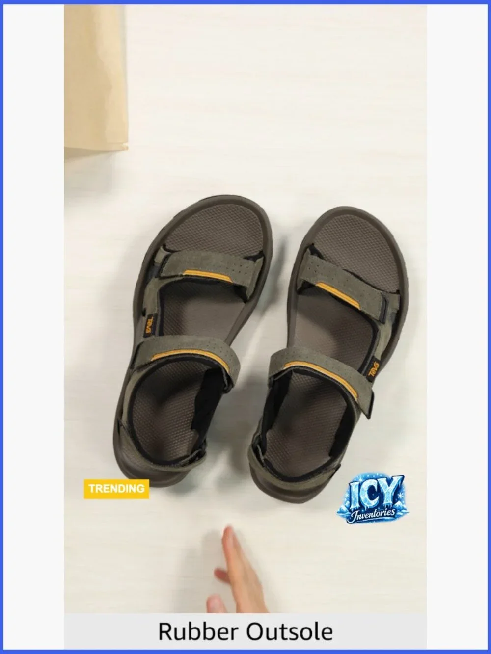 Suede Hook-and-Loop Sport Sandal with Arch Support, Light Hikes
